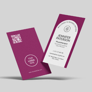 Tarjeta De Visita Elegante y simple código Qr Minimalista Berry Whit
