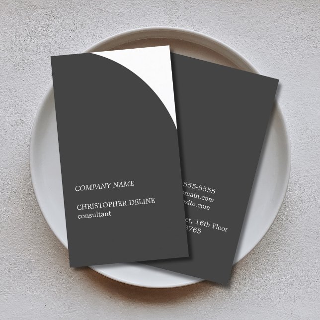 Tarjeta De Visita Elegante y simple consultor blanco gris oscuro (Subido por el creador)