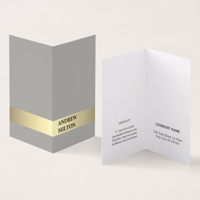 Tarjeta De Visita Elegante y simple consultor de banda de oro de Fau (Interior y exterior)