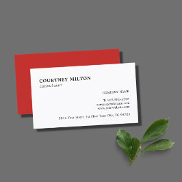 Tarjeta De Visita Elegante y simple consultor rojo blanco