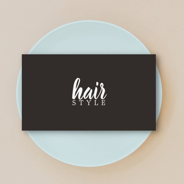 Tarjeta De Visita Elegante y simple estilo de cabello blanco negro (Subido por el creador)