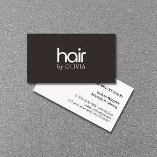 Tarjeta De Visita Elegante y simple estilo de cabello blanco negro