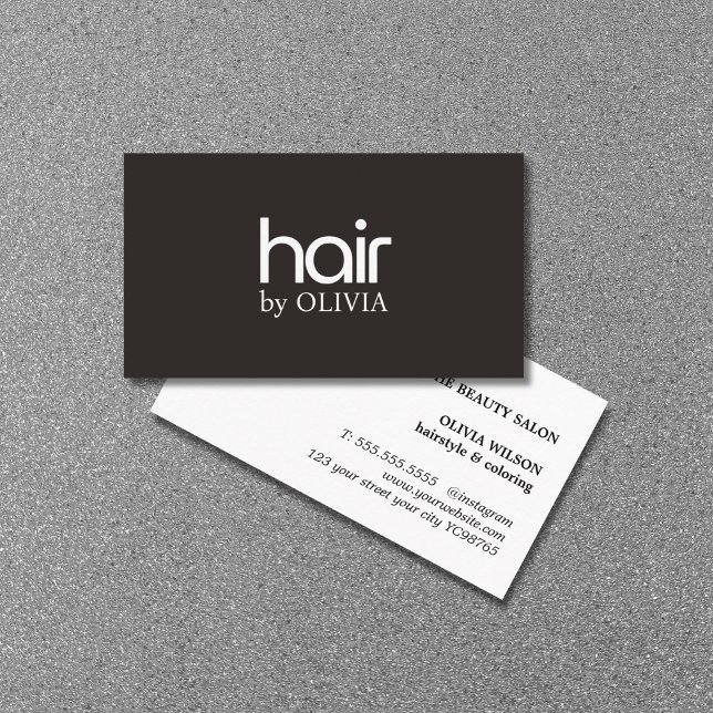 Tarjeta De Visita Elegante y simple estilo de cabello blanco negro (Subido por el creador)