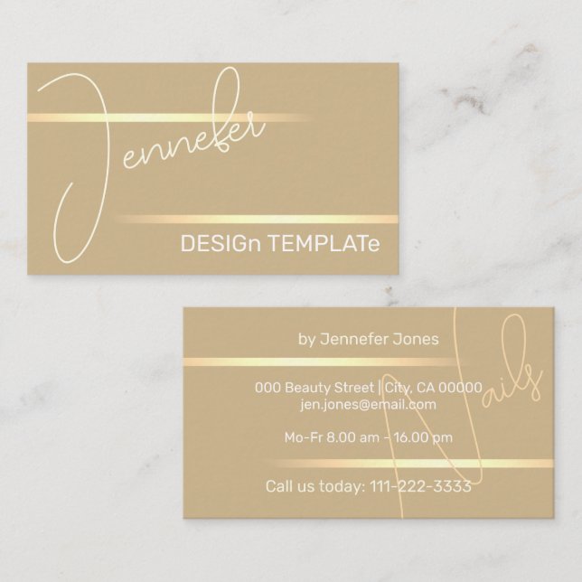 Tarjeta De Visita Elegante y simple Golden Lines Siganture Luxury (Anverso / Reverso)