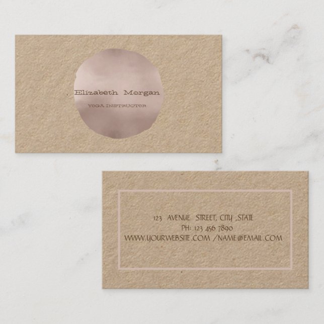Tarjeta De Visita Elegante y simple Kraft Rosa Gold Dot (Anverso / Reverso)