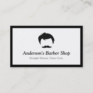 Tarjeta De Visita Elegante y simple logotipo de Barber Shop Blanco n
