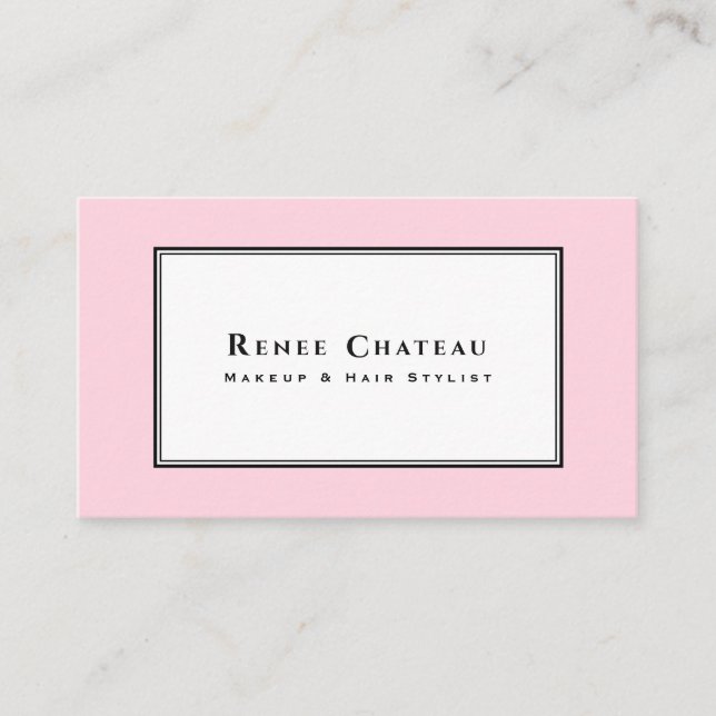 Tarjeta De Visita Elegante y simple profesional de belleza rosa (Anverso)
