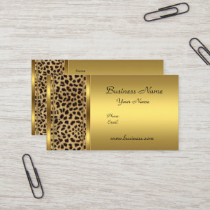 Tarjeta De Visita Elegante y sofisticada estampa de leopardo negro d