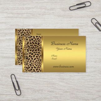 Tarjeta De Visita Elegante y sofisticada estampa de leopardo negro d