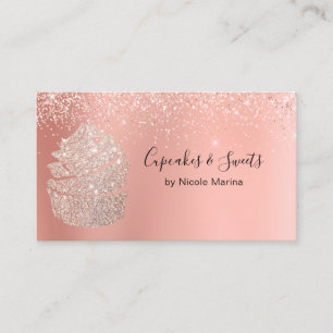 Tarjeta De Visita Elegante y sofisticada pastelería de cupcakes y du