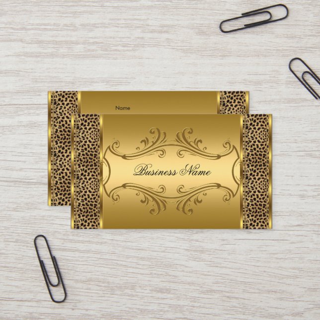 Tarjeta De Visita Elegante y sofisticado estampado de leopardo negro (Anverso/Reverso In Situ)