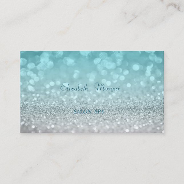 Tarjeta De Visita Elegante y sofisticado Purpurina azul moderno Boke (Anverso)