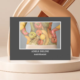 Tarjeta De Visita Elegante Y Único Gris Nutricionista Salud De La Di