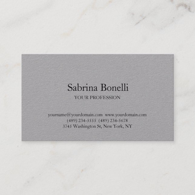 Tarjeta De Visita Elegante y único Gris sencillo blanco premium (Anverso)