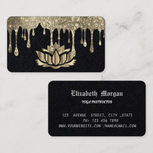 Tarjeta De Visita Elegante Yoga Golden Lotus Flower