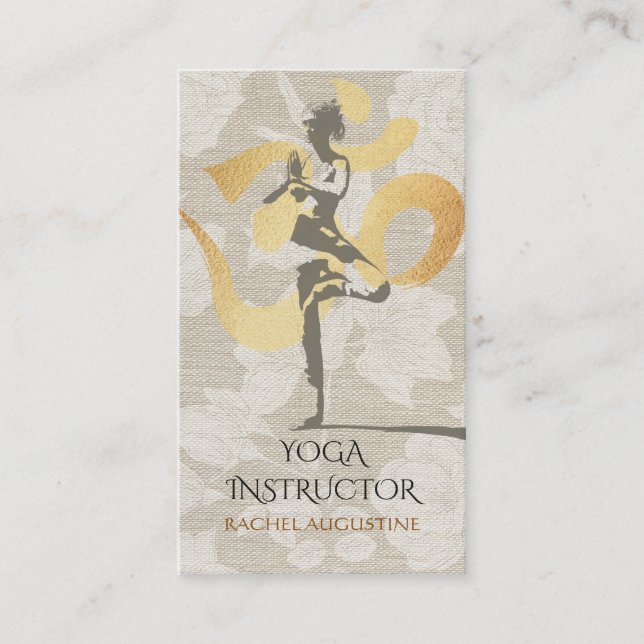 Tarjeta De Visita Elegante Yoga Meditación Pose Relieve metalizado d (Anverso)