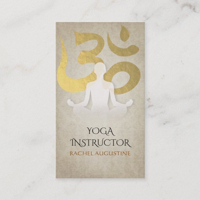 Tarjeta De Visita Elegante Yoga Meditación Pose Relieve metalizado d (Anverso)