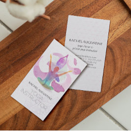 Tarjeta De Visita Elegante Yoga Meditación Pose Símbolo Om Watercolo