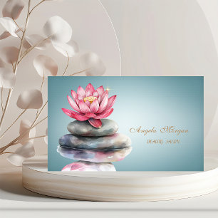 Tarjeta De Visita Elegante Zen Stones Blue Lotus Flor