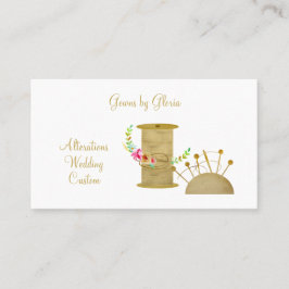 Tarjeta De Visita Elegante Zócalo de Oro y Pincushion Seamstress