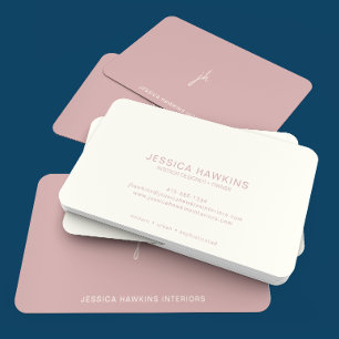 Tarjeta De Visita Elegantemente Sencillo guión Monograma Polvo Rosa