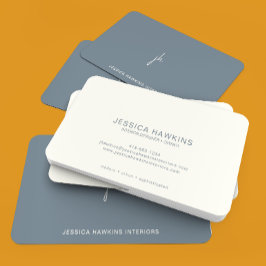 Tarjeta De Visita Elegantemente Simple Script Monograma Dusty Azul