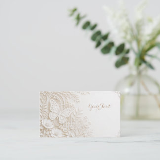 Tarjeta De Visita Eleganter Papercut Schmetterling mit Blumenrahmen
