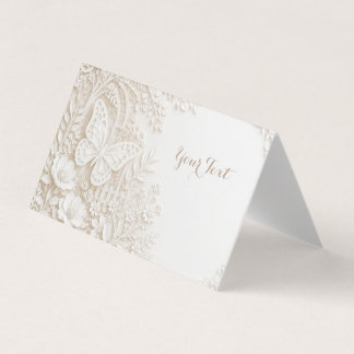 Tarjeta De Visita Eleganter Papercut Schmetterling mit Blumenrahmen