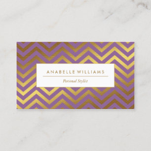 Tarjeta De Visita Elegantes Chevrons de Relieve metalizado dorado mo
