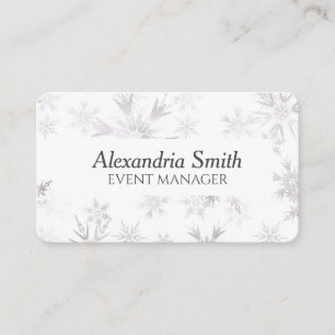 Tarjeta De Visita Elegantes copos de nieve en invierno blanco