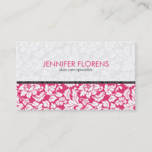 Tarjeta De Visita Elegantes Damascos florales de color rosa