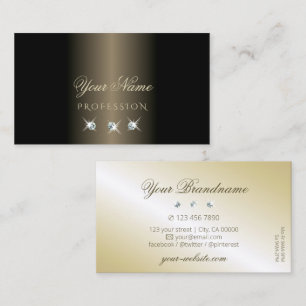 Tarjeta De Visita Elegantes diamantes de color negro y dorado espumo
