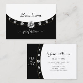Tarjeta De Visita Elegantes Diamantes de imitación de Faux de Black 