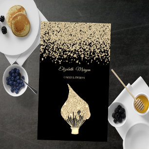 Tarjeta De Visita Elegantes diamantes de oro brillan batidor negro