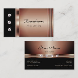 Tarjeta De Visita Elegantes diamantes espumosos de oro negro y Rosa