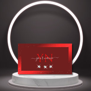 Tarjeta De Visita Elegantes diamantes rojos espumosos de vino con mo
