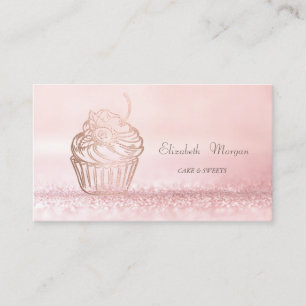 Tarjeta De Visita Elegantes Dulces De Pastel Modernos Con Bokeh, Cup