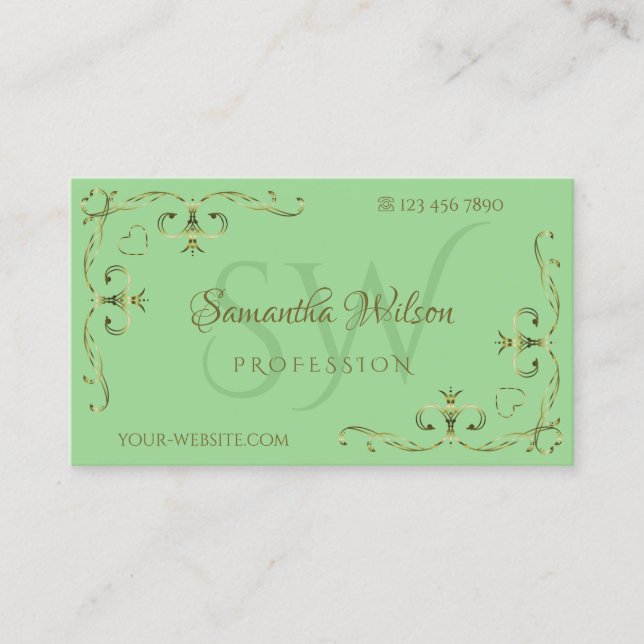Tarjeta De Visita Elegantes esquinas doradas de los Ornatos Iniciale (Anverso)