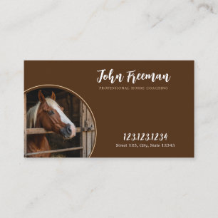 Tarjeta De Visita Elegantes establos de fotografía de caballos marro