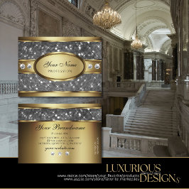 Tarjeta De Visita Elegantes estrellas de Purpurina plateado dorado y