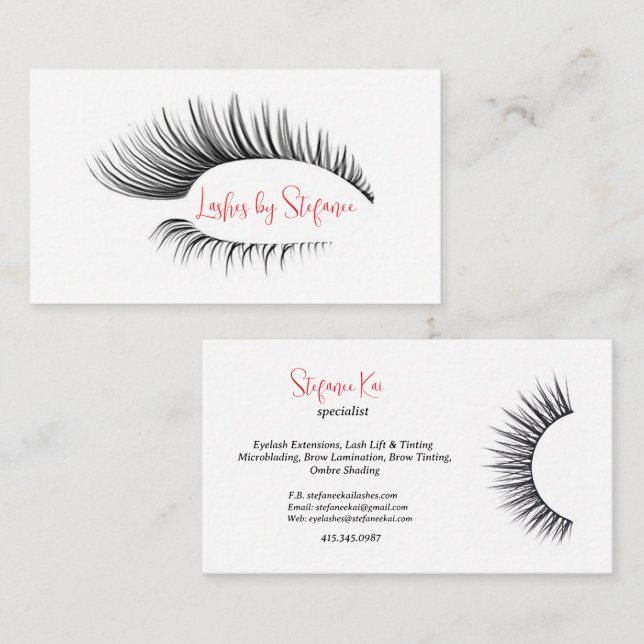 Tarjeta De Visita Elegantes Extensiones Eyelash/Tarjetas de Negocio  (Anverso / Reverso)