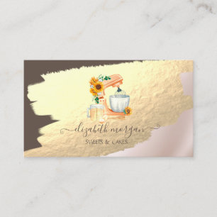 Tarjeta De Visita Elegantes flores de girasol mezcladoras con trazo 