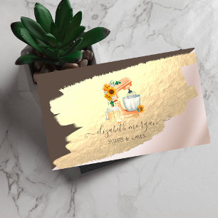 Tarjeta De Visita Elegantes flores de girasol mezcladoras con trazo