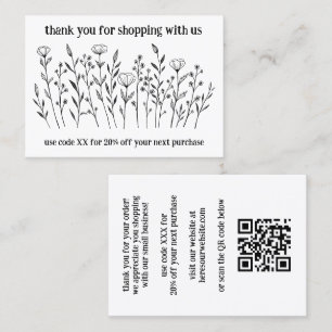 Tarjeta De Visita Elegantes flores silvestres ORDEN GRACIAS Código Q