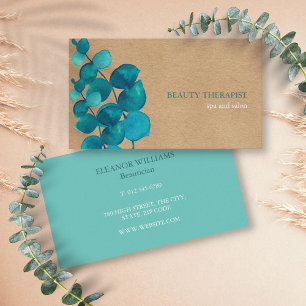 Tarjeta De Visita Elegantes Hojas de Eucalipto Kraft Rústico