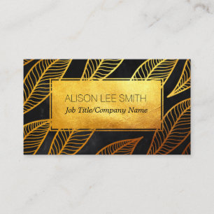 Tarjeta De Visita Elegantes hojas de oro