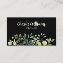 Elegantes hojas verdes botánicas negras