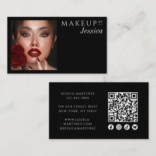 Tarjeta De Visita Elegantes iconos sociales de código QR en foto de 