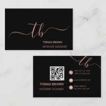 Elegantes iniciales de monograma negro de oro rosa