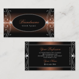 Tarjeta De Visita Elegantes joyas de piel de color marrón negro eleg
